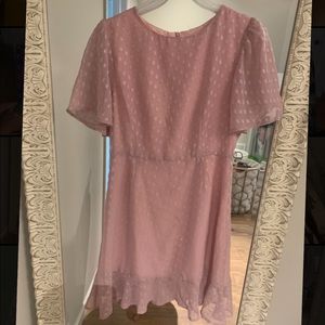 Textured flutter sleeve a-line dress